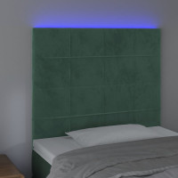 Produktbild för Sänggavel LED mörkgrön 100x5x118/128 cm sammet