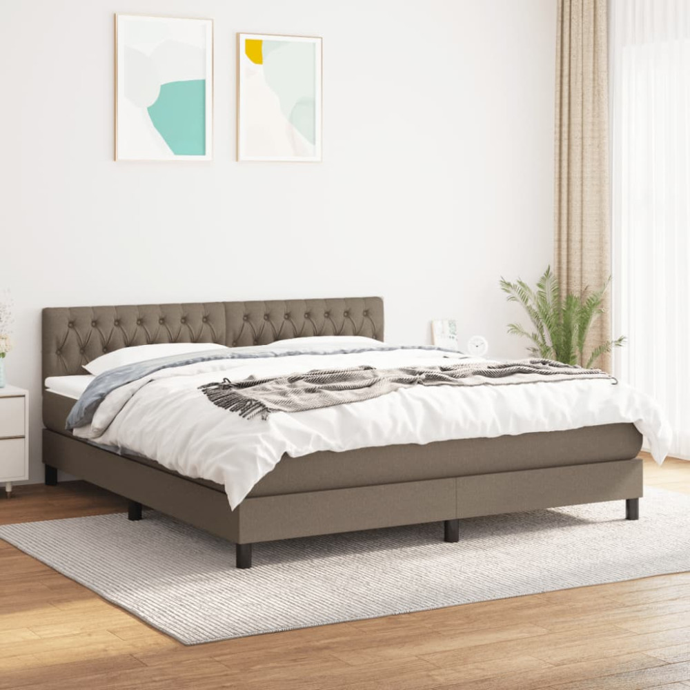 Produktbild för Ramsäng med madrass taupe 180x200 cm tyg