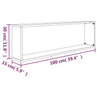 Produktbild för Vägghyllor 2 st rökfärgad ek 100x15x30 cm konstruerat trä