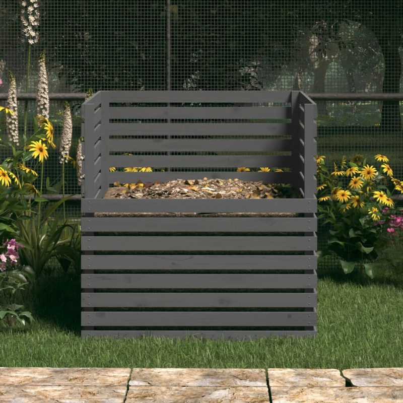 Produktbild för Kompostlåda grå 100x100x102 cm massiv furu