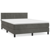 Produktbild för Ramsäng med madrass mörkgrå 140x190 cm sammet