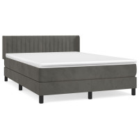 Produktbild för Ramsäng med madrass mörkgrå 140x190 cm sammet