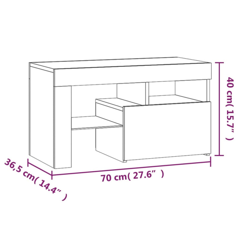 Produktbild för Sängbord 2 st med LED-belysning grå sonoma 70x36,5x 40 cm