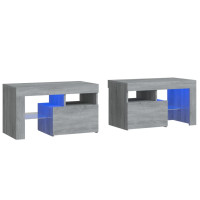 Miniatyr av produktbild för Sängbord 2 st med LED-belysning grå sonoma 70x36,5x 40 cm