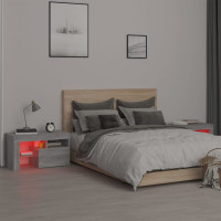 Miniatyr av produktbild för Sängbord 2 st med LED-belysning grå sonoma 70x36,5x 40 cm
