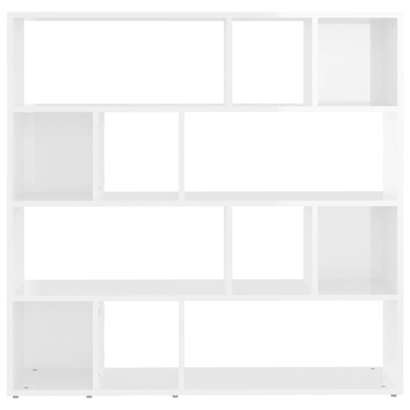 Produktbild för Bokhylla/Rumsavdelare högglans vit 105x24x102 cm
