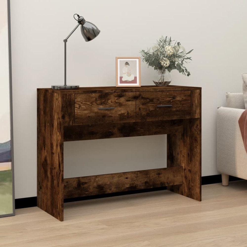 Produktbild för Avlastningsbord rökfärgad ek 100x39x75 cm konstruerat trä