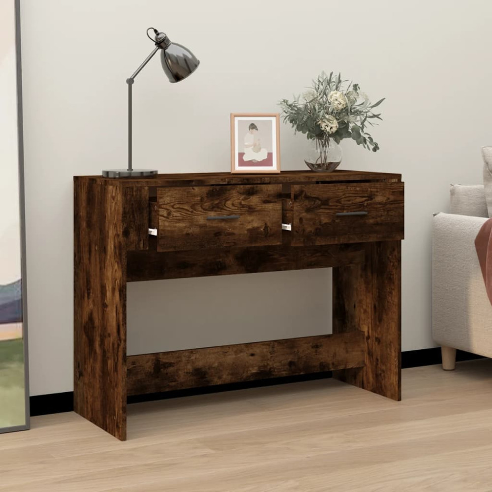 Produktbild för Avlastningsbord rökfärgad ek 100x39x75 cm konstruerat trä
