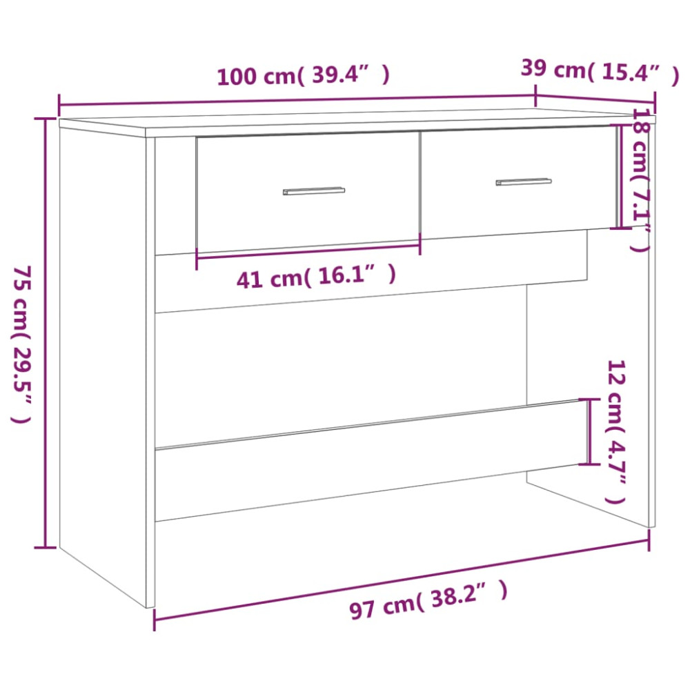 Produktbild för Avlastningsbord rökfärgad ek 100x39x75 cm konstruerat trä