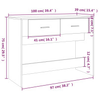 Produktbild för Avlastningsbord rökfärgad ek 100x39x75 cm konstruerat trä