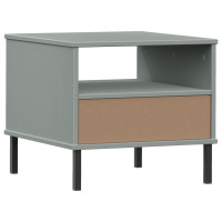 Produktbild för Sängbord med metallben OSLO grå massiv furu