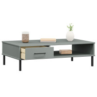 Produktbild för Soffbord med metallben OSLO grå massiv furu