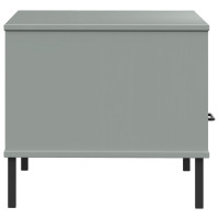 Produktbild för Soffbord med metallben OSLO grå 85x50x45 cm massivt trä