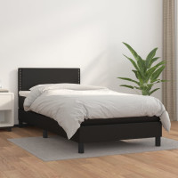 Produktbild för Ramsäng med madrass svart 100x200 cm konstläder