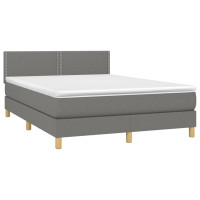 Produktbild för Ramsäng med madrass mörkgrå 140x200 cm tyg