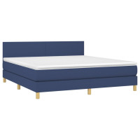 Produktbild för Ramsäng med madrass blå 160x200 cm tyg