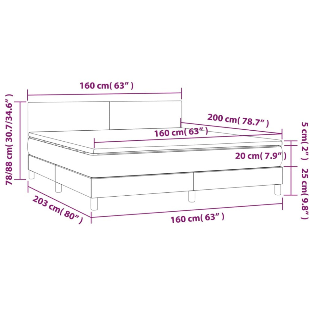 Produktbild för Ramsäng med madrass blå 160x200 cm tyg