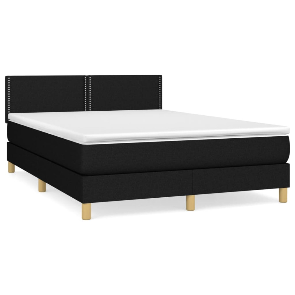 Produktbild för Ramsäng med madrass svart 140x200 cm tyg