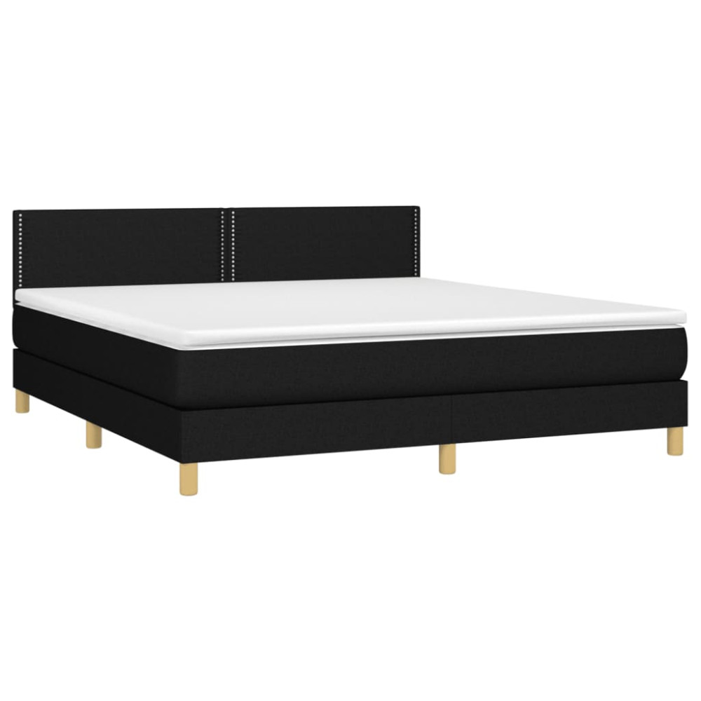 Produktbild för Ramsäng med madrass svart 180x200 cm tyg