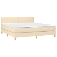 Produktbild för Ramsäng med madrass gräddvit 180x200 cm tyg