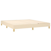 Produktbild för Ramsäng med madrass gräddvit 180x200 cm tyg