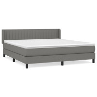 Produktbild för Ramsäng med madrass mörkgrå 180x200 cm tyg