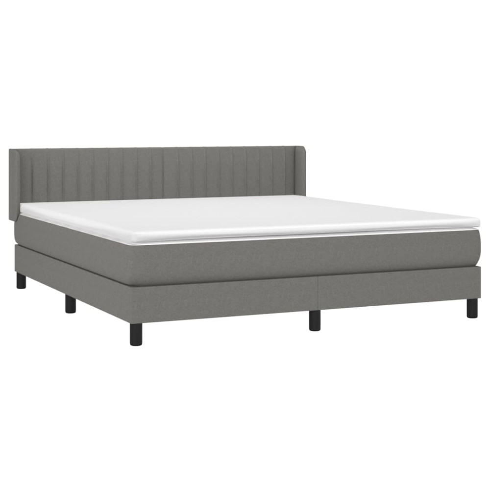 Produktbild för Ramsäng med madrass mörkgrå 180x200 cm tyg