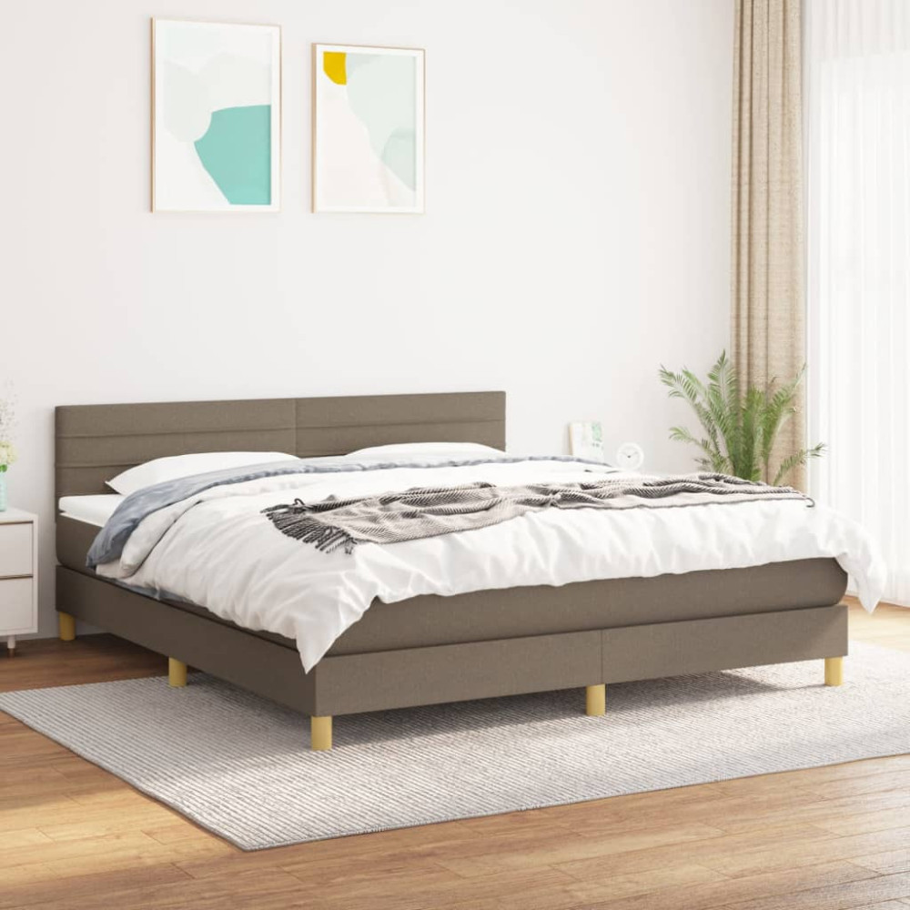 Produktbild för Ramsäng med madrass taupe 160x200 cm tyg