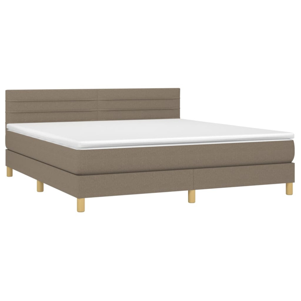 Produktbild för Ramsäng med madrass taupe 160x200 cm tyg