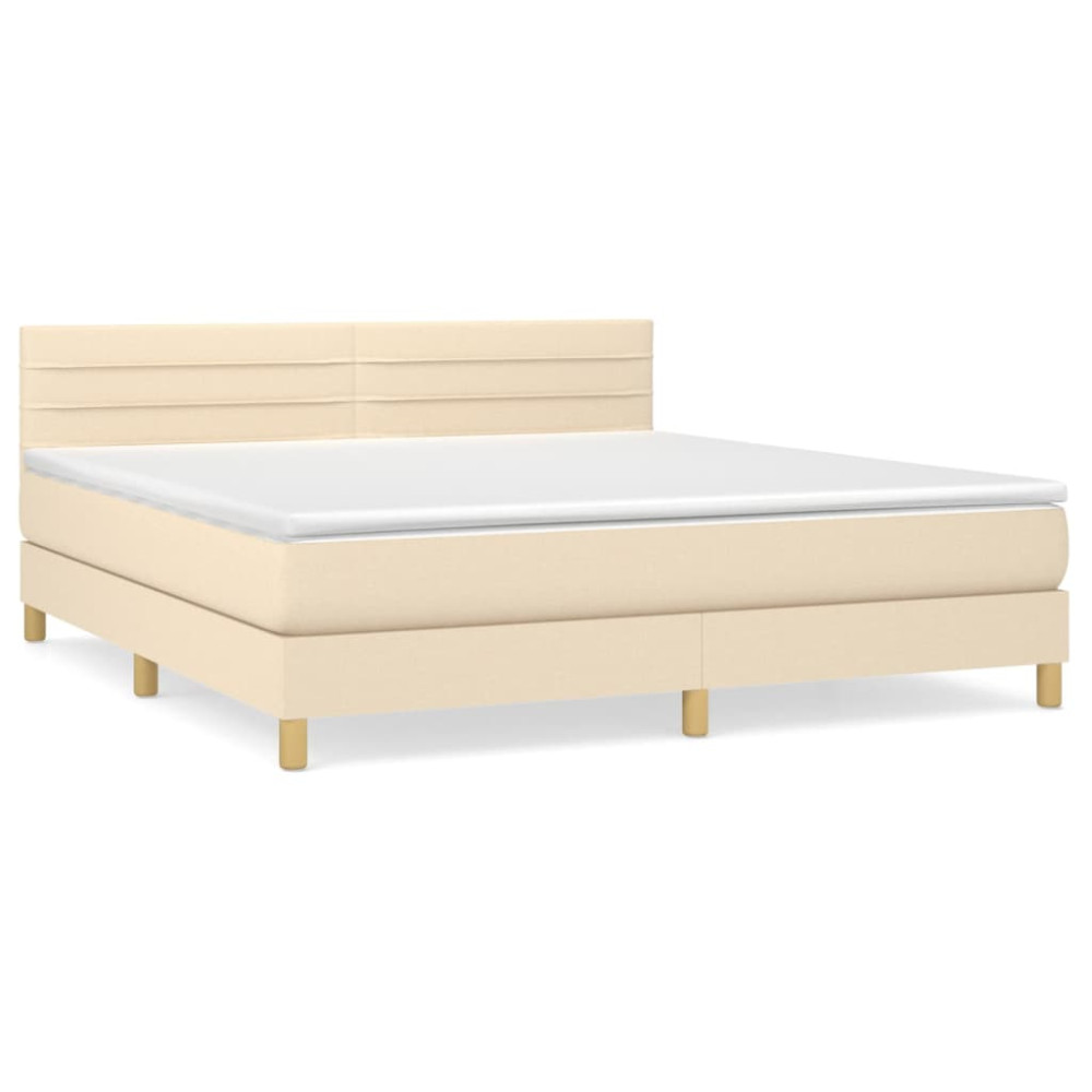 Produktbild för Ramsäng med madrass gräddvit 160x200 cm tyg