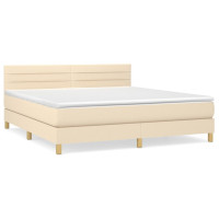 Produktbild för Ramsäng med madrass gräddvit 160x200 cm tyg