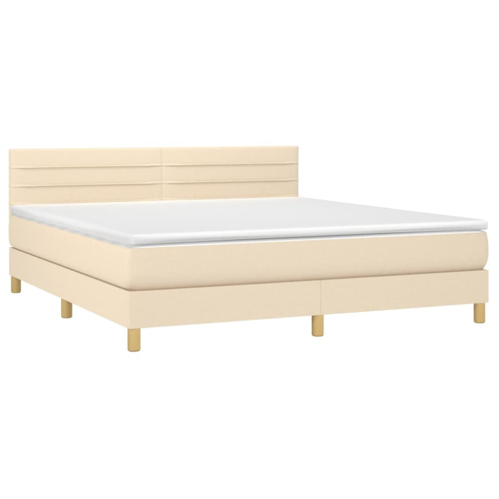 Produktbild för Ramsäng med madrass gräddvit 160x200 cm tyg