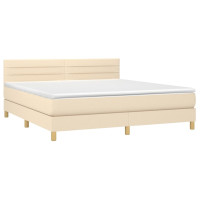 Produktbild för Ramsäng med madrass gräddvit 160x200 cm tyg