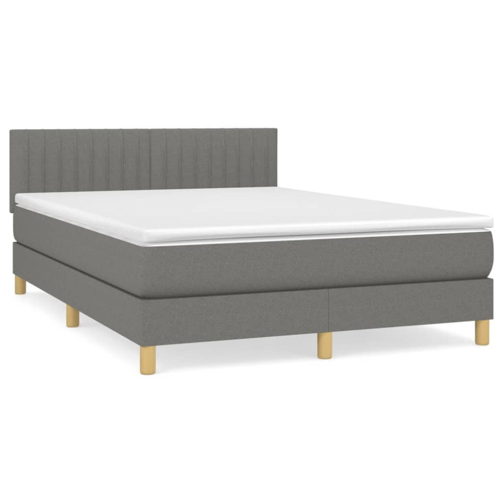 Produktbild för Ramsäng med madrass mörkgrå 140x200 cm tyg