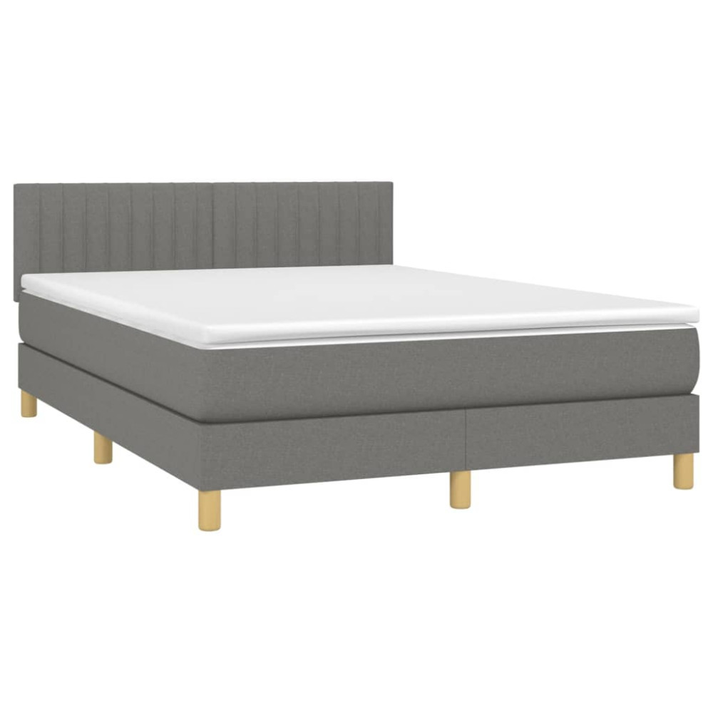Produktbild för Ramsäng med madrass mörkgrå 140x200 cm tyg