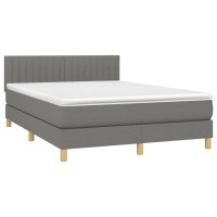 Produktbild för Ramsäng med madrass mörkgrå 140x200 cm tyg
