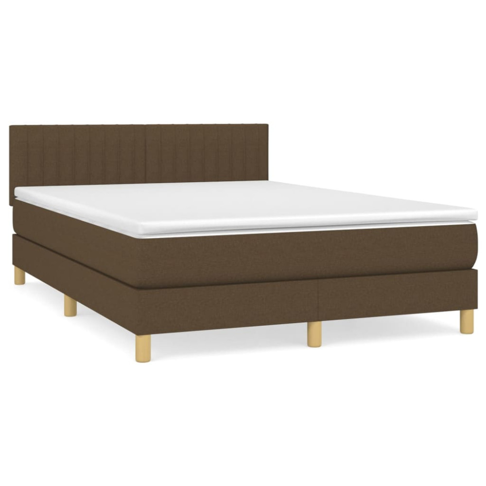 Produktbild för Ramsäng med madrass mörkbrun 140x200 cm tyg