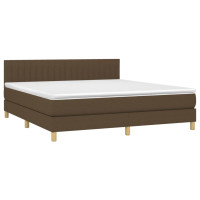 Produktbild för Ramsäng med madrass mörkbrun 180x200 cm tyg