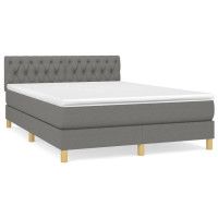 Produktbild för Ramsäng med madrass mörkgrå 140x200 cm tyg
