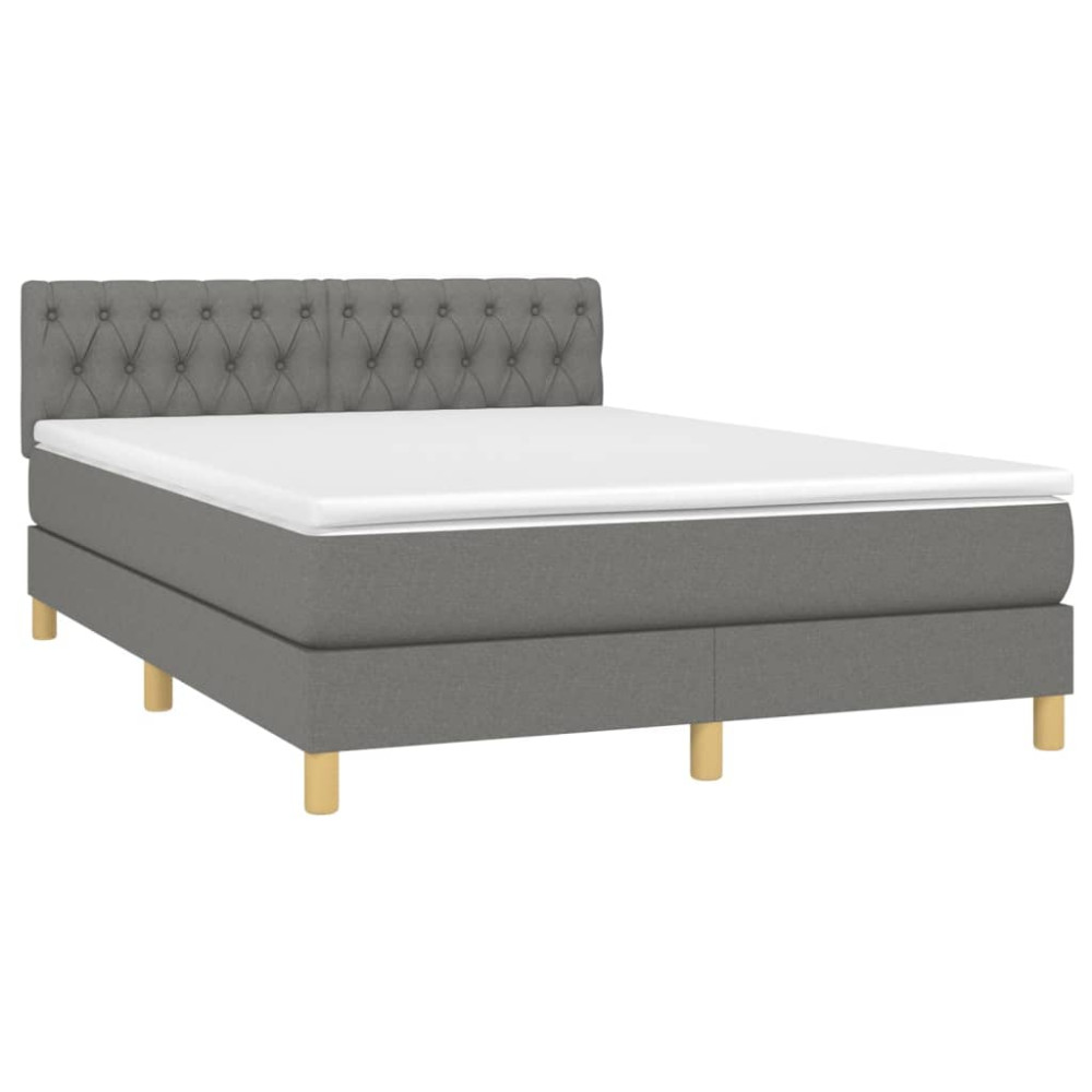 Produktbild för Ramsäng med madrass mörkgrå 140x200 cm tyg