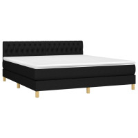 Produktbild för Ramsäng med madrass svart 180x200 cm tyg