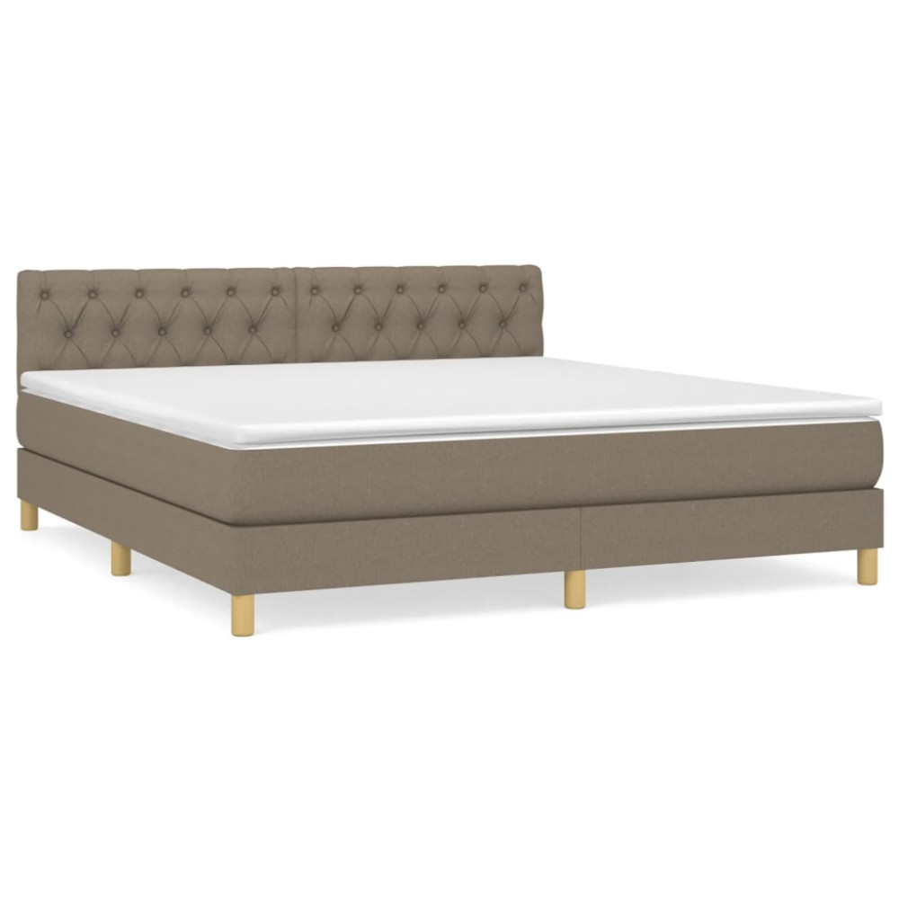 Produktbild för Ramsäng med madrass taupe 160x200 cm tyg