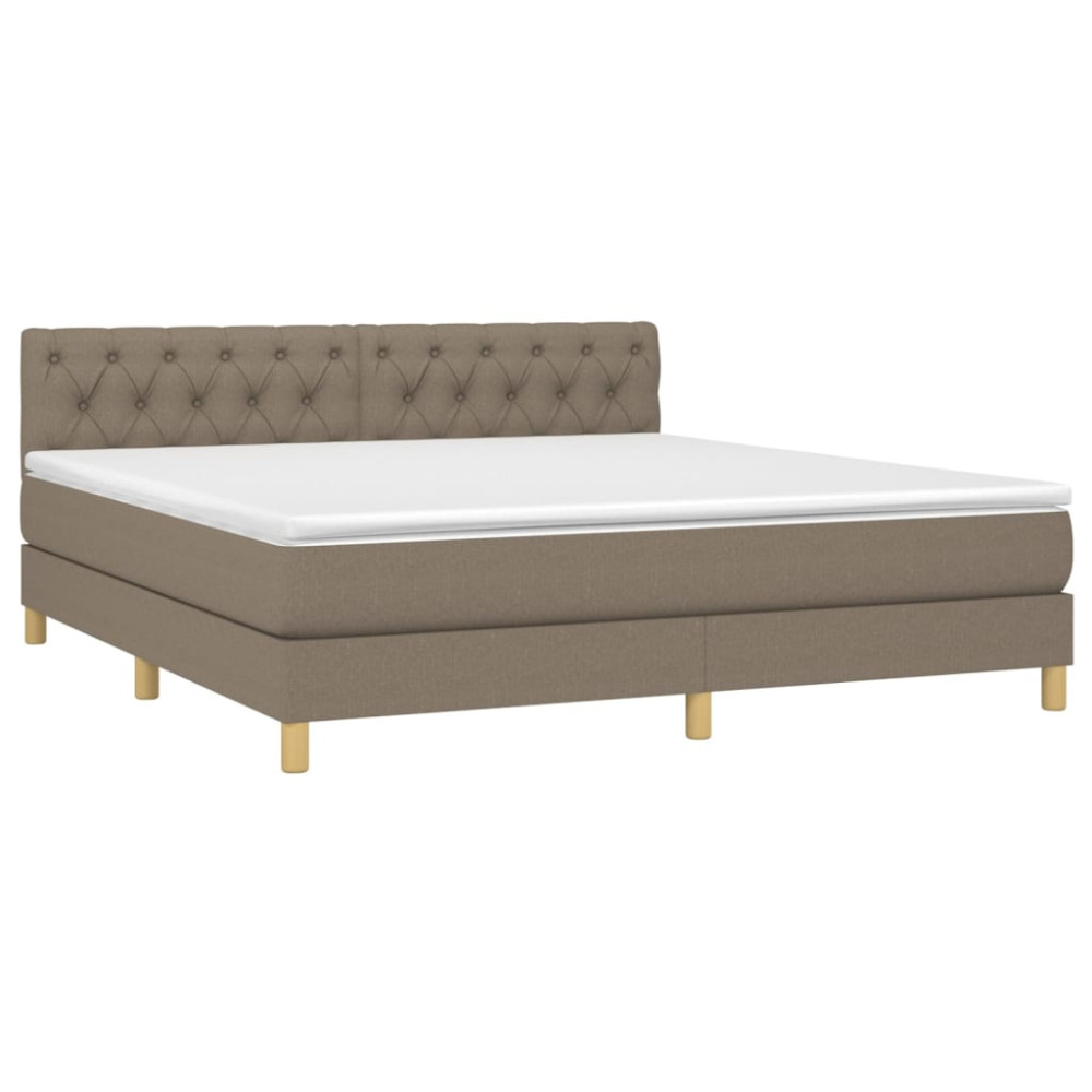 Produktbild för Ramsäng med madrass taupe 160x200 cm tyg