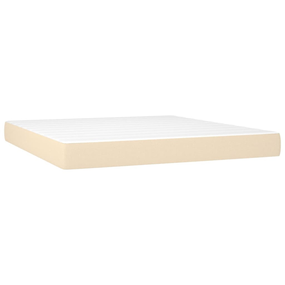 Produktbild för Ramsäng med madrass gräddvit 160x200 cm tyg