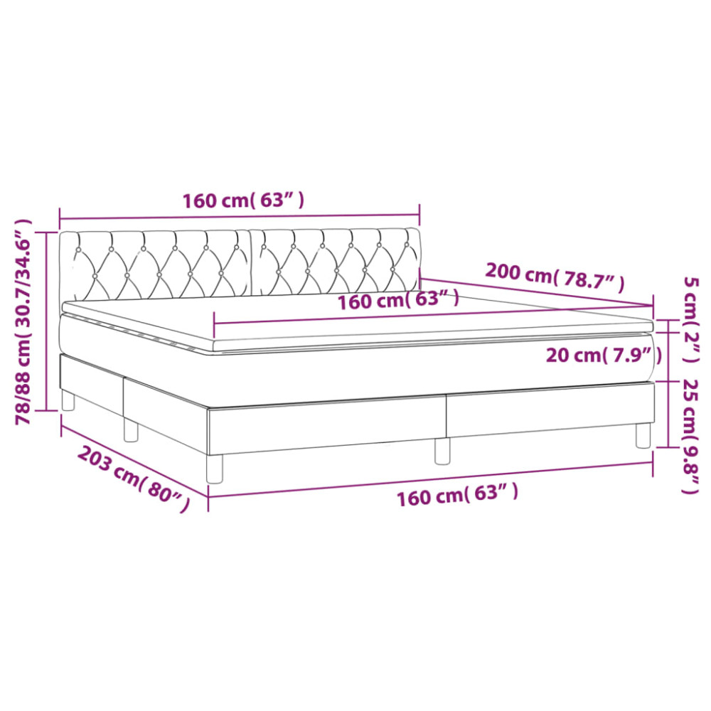 Produktbild för Ramsäng med madrass blå 160x200 cm tyg