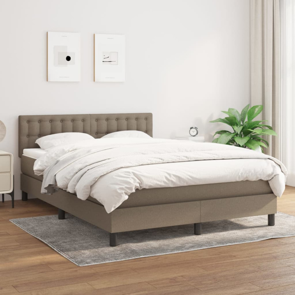 Produktbild för Ramsäng med madrass taupe 140x200 cm tyg