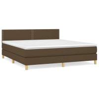 Produktbild för Ramsäng med madrass mörkbrun 180x200 cm tyg