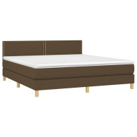 Produktbild för Ramsäng med madrass mörkbrun 180x200 cm tyg