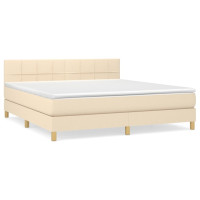 Produktbild för Ramsäng med madrass gräddvit 180x200 cm tyg
