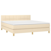 Produktbild för Ramsäng med madrass gräddvit 180x200 cm tyg